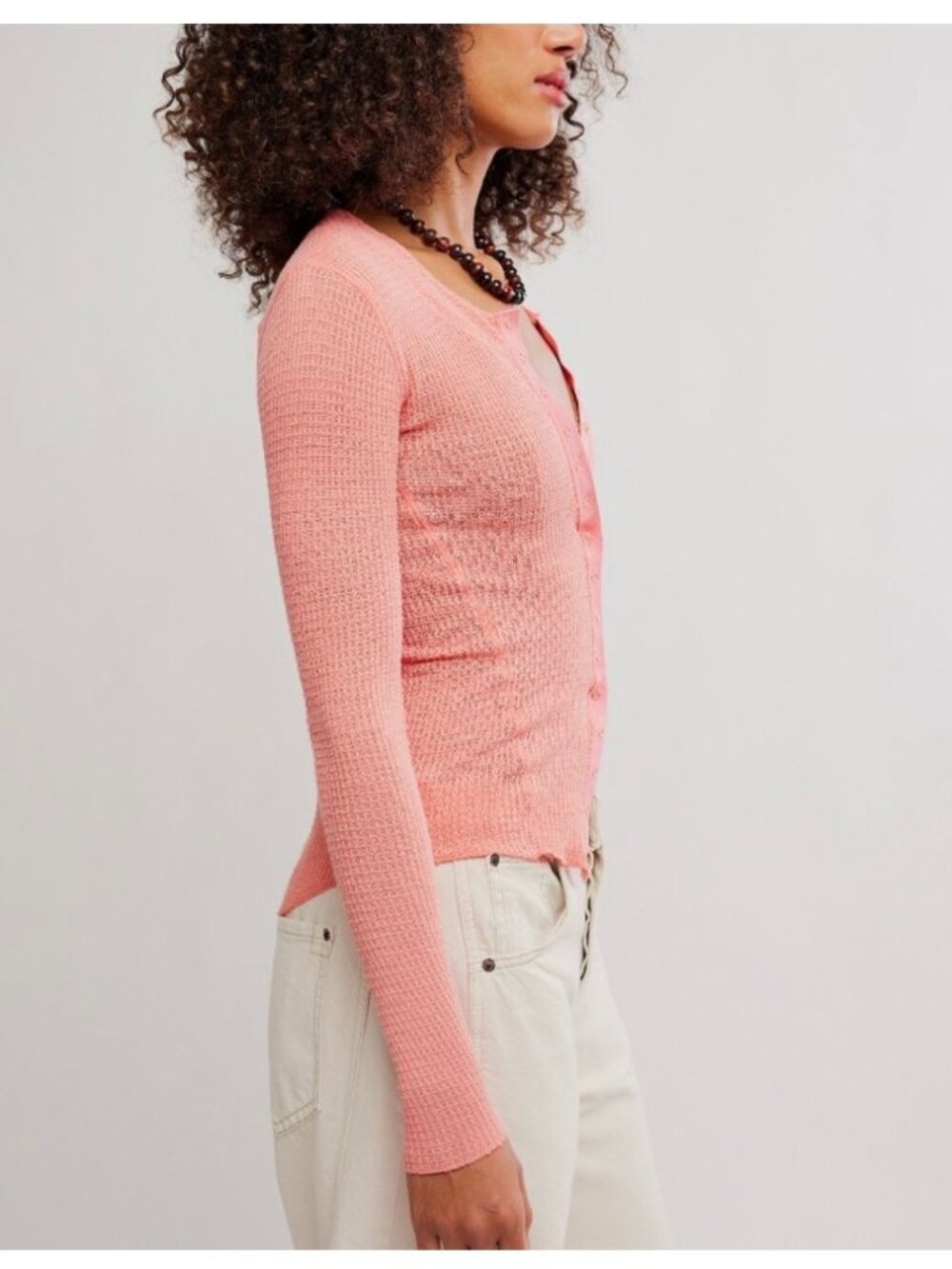 FREE PEOPLE Going Places Cardi / Coral Crimson - Picture 2 of 4